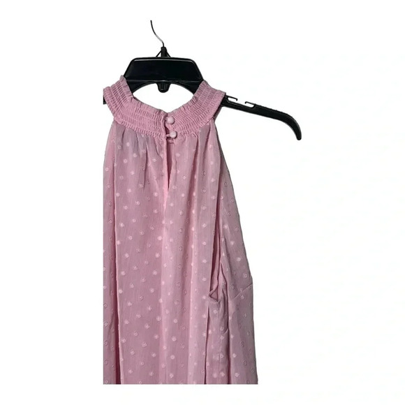 1590. TORRID SLEEVELESS‎ HIGH NECK BLOUSE PINK IN COLOR SIZE 2 (2X) SWISS DOT - Picture 11 of 13